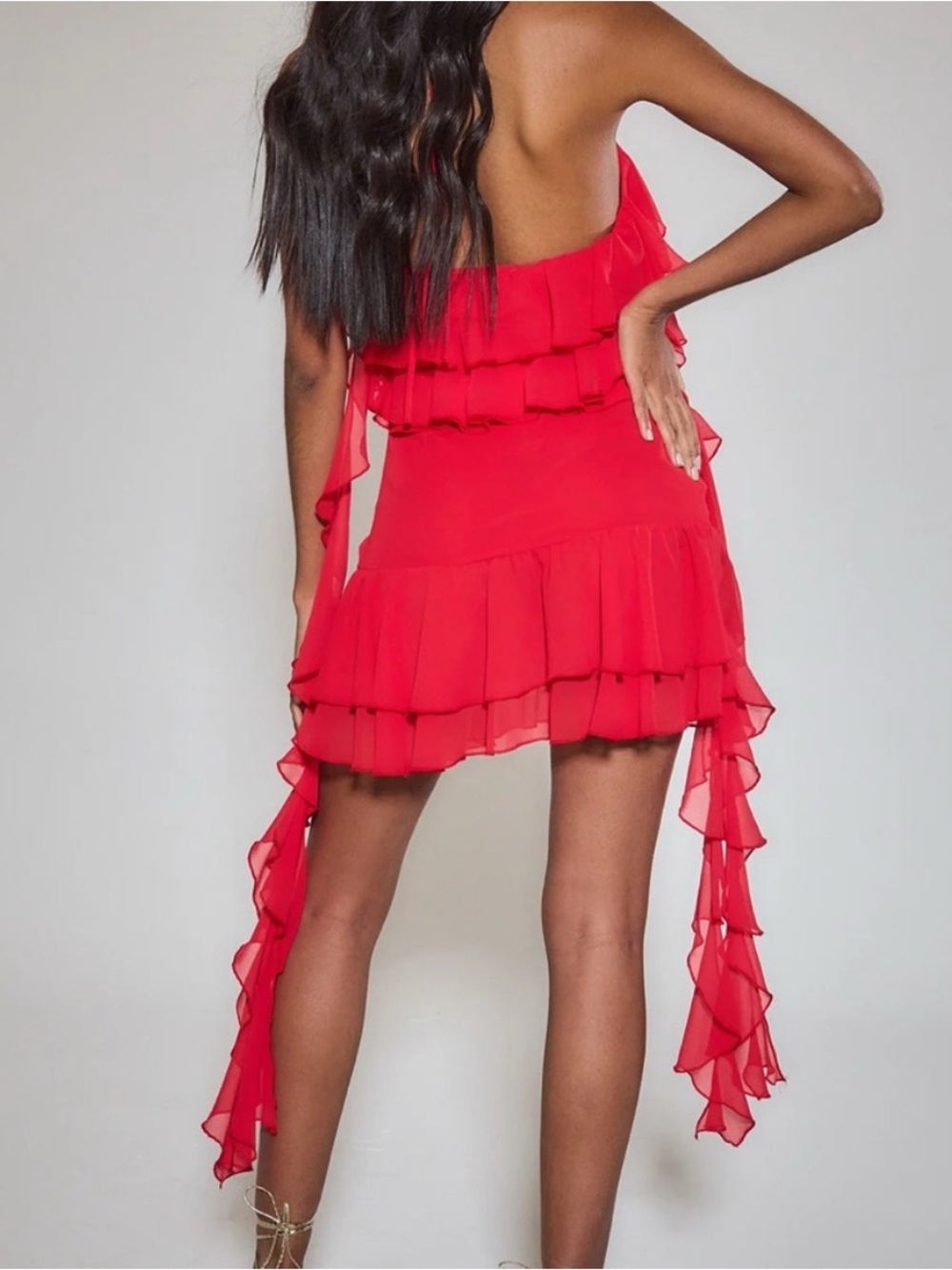 Rare London Ruffled Halter Mini Dress - Picture 2 of 2